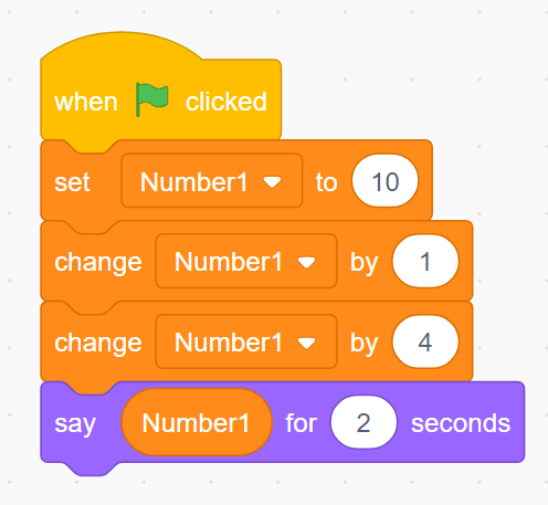 اختبر معلوماتك عن المتغيرات variables في سكراتش 12 ما هي قيمة المتغير ؟