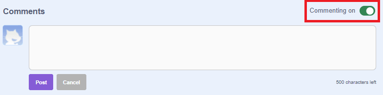 كيف أنشر لعبة سكراتش؟ 9 disenabled comments on project