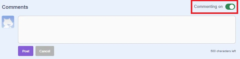 disenabled comments on project