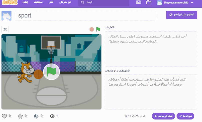 كيف أنشر لعبة سكراتش؟ 7 كتابة تعليمات اللعبة